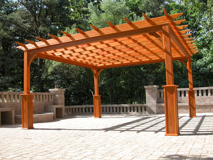 treated wood shade pergola